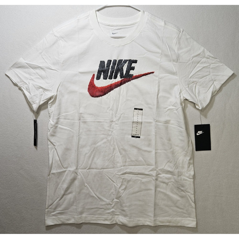Nike Sportswear Swoosh Logo Graphic T-Shirt, White, Men's LG, AR4993-100, NEW